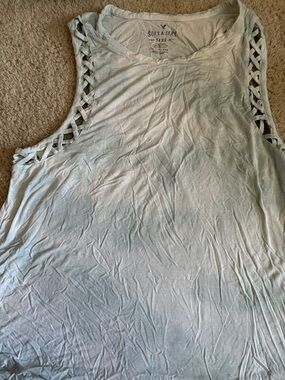 American Eagle Outfitters Light Blue Lattice Shoulder Tank